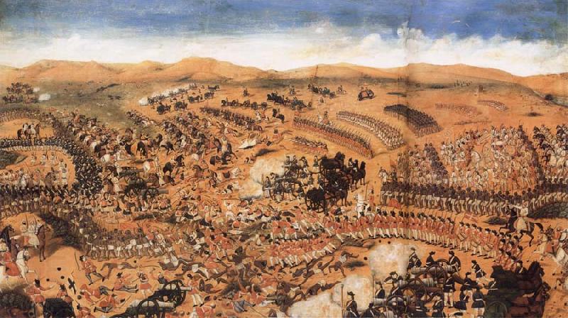 Nandkishor Soni The Battlle of the British and their Allies against the French and their Confederates at Condore,Near Rajamandri China oil painting art